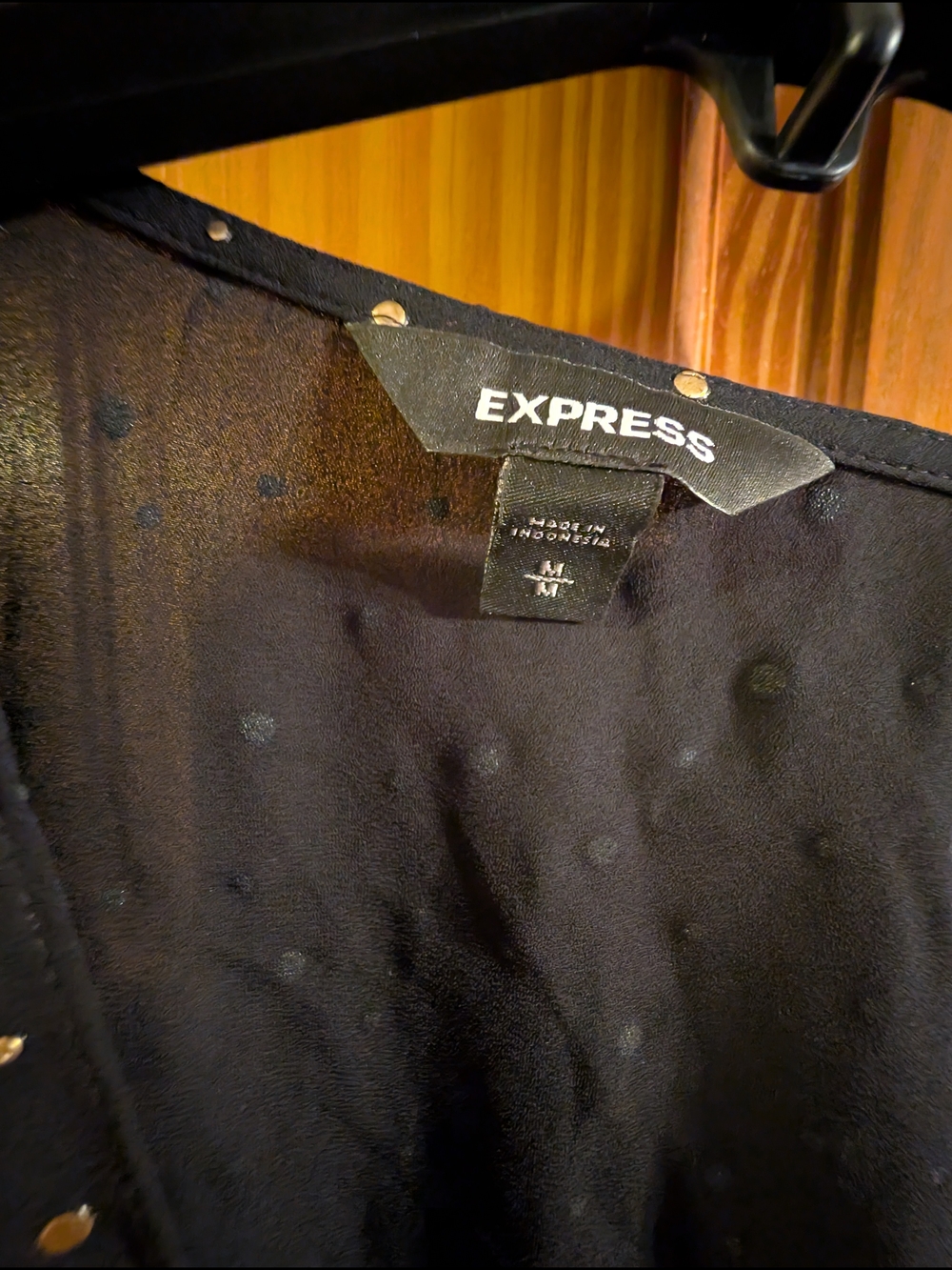 Express Black Studded Top with Gold Accents